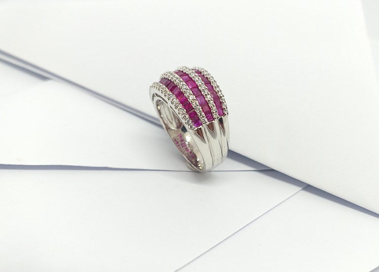 SJ3063 - Ruby with Cubic Zirconia Ring set in Silver Settings