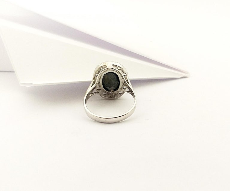 SRTE661C - Black Star Sapphire & Cubic Zirconia Ring set in Silver Settings