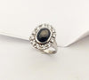 SRTE661C - Black Star Sapphire & Cubic Zirconia Ring set in Silver Settings