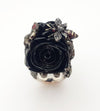 SJ3083 - Onyx, White Sapphire, Tsavorite, Yellow Sapphire and Ruby Ring in Silver Setting