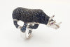 SJ3043 - Blue Sapphire, Ruby and Black Sapphire Rhinoceros Ring set in Silver Settings