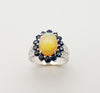 SJ3094 - Opal, Blue Sapphire with Cubic Zirconia Ring set in Silver Settings