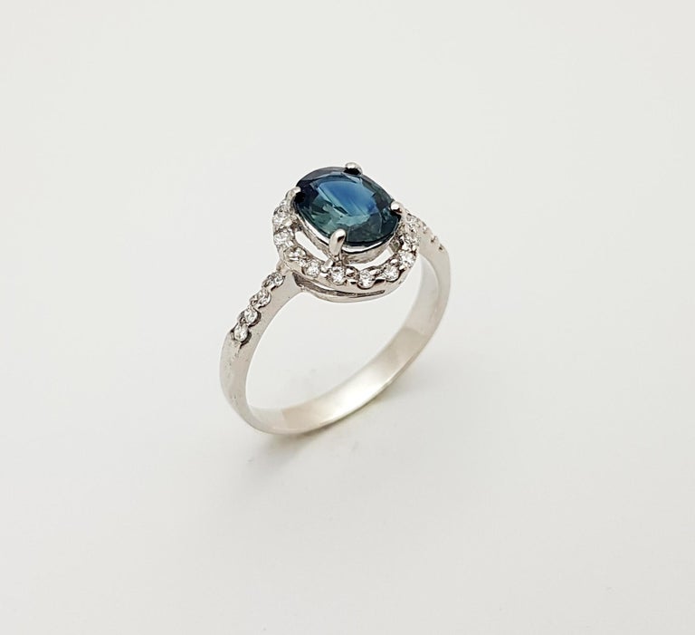 SJ3056 - Blue Sapphire with Cubic Zirconia Ring set in Silver Settings