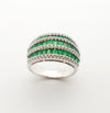 SJ3063 - Emerald with Cubic Zirconia Ring set in Silver Settings