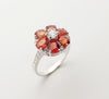 SRTE5546 - Orange Sapphire & Cubic Zirconia Ring set in Silver Settings