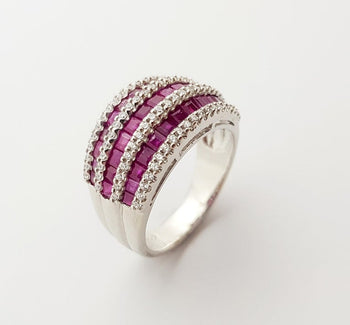 SJ3063 - Ruby with Cubic Zirconia Ring set in Silver Settings