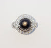 SJ2856 - Black Star Sapphire with Cubic Zirconia Ring set in Silver Settings
