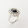 SRTE661C - Black Star Sapphire & Cubic Zirconia Ring set in Silver Settings