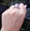 SJ2850 - Pink Sapphire with Cubic Zirconia Ring set in Silver Settings