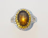 SJ2991 - Golden Star Sapphire, Yellow Sapphire and Diamond Ring in 18 Karat White Gold