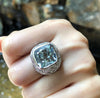 SJ1420 - Aquamarine with Diamond and Blue Sapphire Ring in 18 Karat White Gold Settings