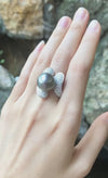 SJ1155 - South Sea Pearl with Diamond Ring Set in 18 Karat White Gold Settings