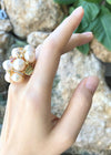 JR1859Z - Fresh Water Pearl with Ruby, Yellow Sapphire, Tsavorite Ring in 18 Karat Gold