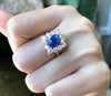 SJ1598 - Certified Unheated 4 Cts Blue Sapphire with Diamond Ring in 18K Rose Gold
