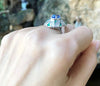 SJ1152 - Blue Sapphire with Emerald and Diamond Ring Set in 18 Karat White Gold Settings