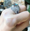 SJ1420 - Aquamarine with Diamond and Blue Sapphire Ring in 18 Karat White Gold Settings