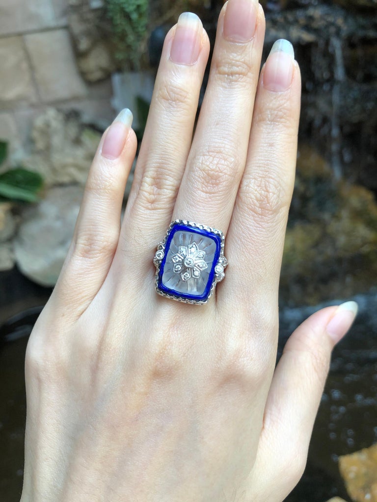 SJ2189 - Lapis Lazuli, Quartz, Diamond Ring Set in 18 Karat White Gold Settings