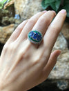 SJ1474 - Blue Sapphire with Emerald and Diamond Ring Set in 18 Karat White Gold Settings