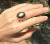 SJ1847 - Black Star Sapphire with Brown Diamond Ring Set in 18 Karat Rose Gold Settings