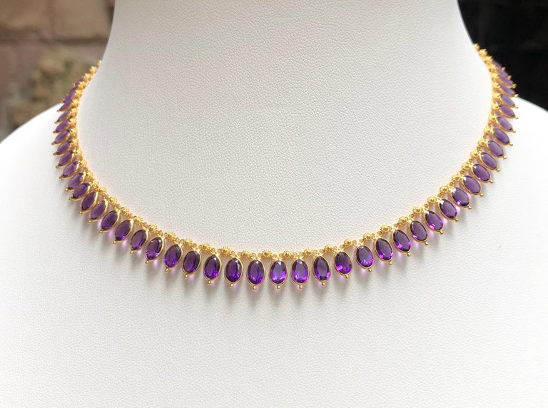 SJ1314 - Amethyst Necklace Set in 18 Karat Gold Settings