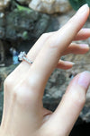 SJ2199 - White Sapphire with Diamond Ring Set in 18 Karat White Gold Settings