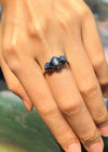 JR0040O - Blue Star Sapphire & Diamond Ring Set in 18 Karat White Gold Setting
