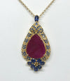 SJ1256 - Ruby with Blue Sapphire Pendant/ Brooch Set in 18 Karat Gold Settings