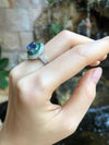 SJ1474 - Blue Sapphire with Emerald and Diamond Ring Set in 18 Karat White Gold Settings