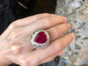 SJ1518 - Pear Shape Ruby with Diamond Ring Set in 18 Karat Gold Settings