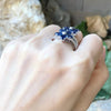 SJ3047 - Blue Sapphire with Cubic Zirconia Ring set in Silver Settings