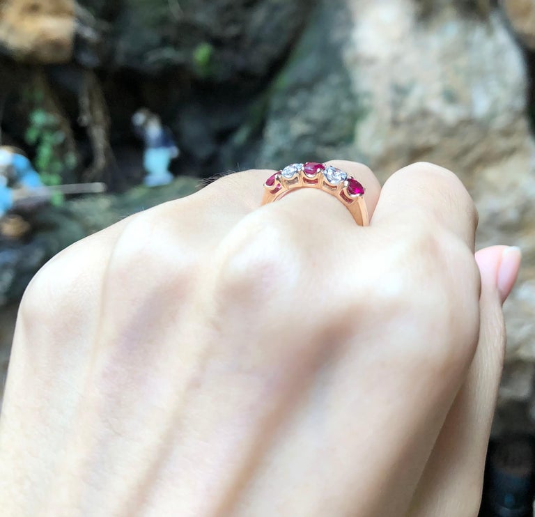 SJ1109 - Ruby & Diamond Ring Set in 18 Karat Rose Gold Setting