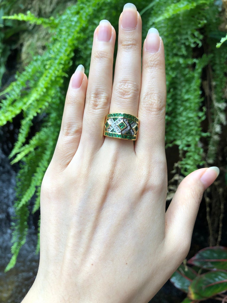 SJ2029 - Tsavorite with Diamond Ring Set in 18 Karat Gold Settings