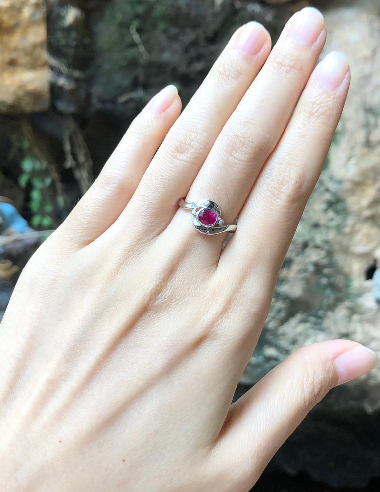 JR0450R - Ruby & Diamond Ring Set in 18 Karat White Gold Setting
