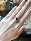 SJ1986 - Round Cut Blue Sapphire with Diamond Ring Set in 18 Karat Gold Settings