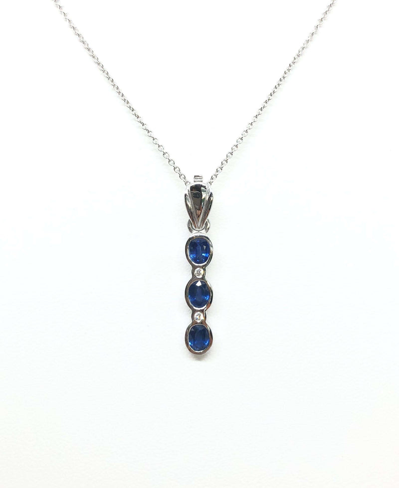 SJ2787 - Blue Sapphire with Diamond Pendant Set in 18 Karat White Gold Settings