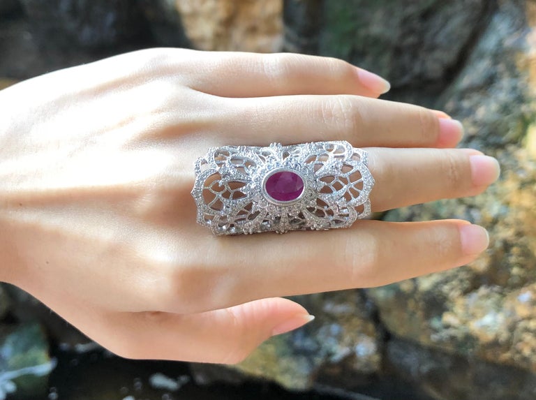 SJ6392 - Ruby with Cubic Zirconia Ring set in Silver Settings