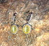 SJ6133 - Cat's Eye Chrysoberyl, Diamond and Yellow Diamond Earrings in 18k White Gold