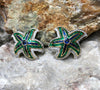 SJ1730 - Blue Sapphire with Emerald and Diamond Earrings Set in 18 Karat Gold Settings