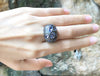 SJ1266 - Blue Sapphire with Diamond and Brown Diamond Ring Set in 18 Karat White Gold