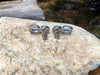 SJ1377 - Moonstone with Blue Sapphire Earrings Set in 18 Karat White Gold Settings