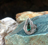 JR0381S - Green Tourmaline & Diamond Ring in 18k White Gold Setting