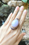 SJ2069 - Lavender Jade with Diamond and Blue Sapphire Ring Set 18 Karat Rose Gold Setting