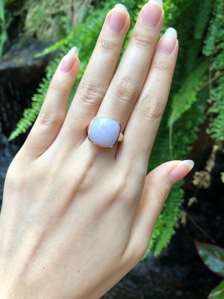 SJ2186 - Lavender Jade Ring Set in 18 Karat Rose Gold Settings