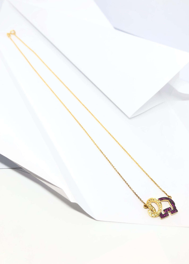 SJ2965 - Yellow Sapphire with Ruby Necklace Set in 18 Karat Gold Settings