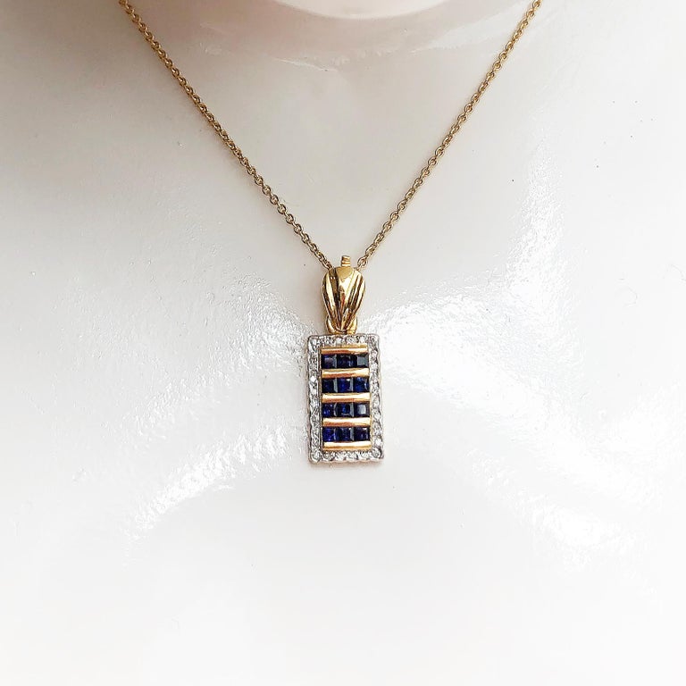 SJ2133 - Blue Sapphire with Diamond Pendant Set in 18 Karat Gold Settings