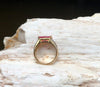 SJ1778 - Emerald Cut Ruby with Diamond Ring Set in 18 Karat Gold Settings