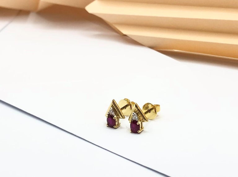 SJ1220 - Ruby with Diamond Earrings Set in 18 Karat Gold Settings