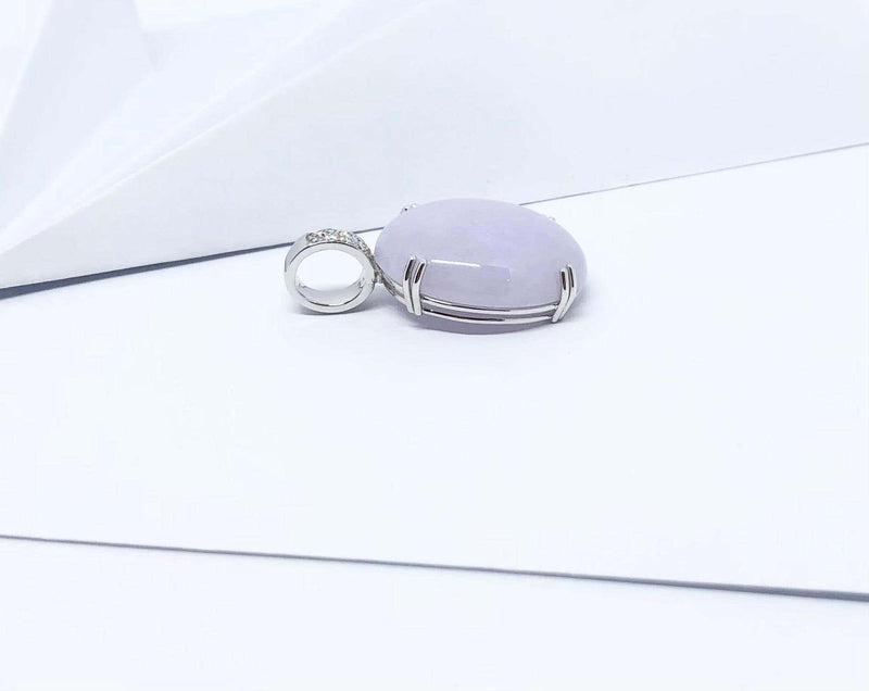 JP0289P - Lavender Jade & Diamond Pendant Set in 18 Karat White Gold Setting