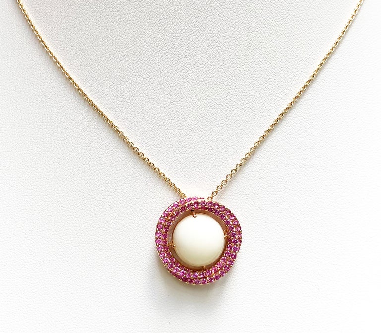 SJ1926 - Coral with Pink Sapphire Pendant Set in 18 Karat Rose Gold Settings