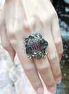 SJ3170 - Multi-Color Sapphire with Tsavorite Frog Ring set in Silver Settings